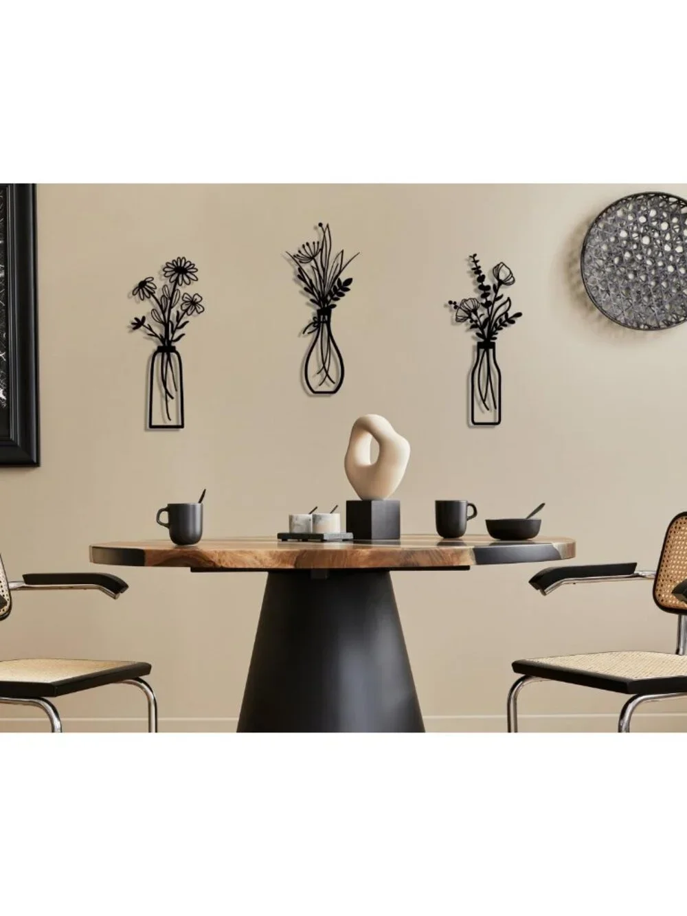 3-Piece Metal Flower Wall Art Set - Rustic Farmhouse Decor for Living Room